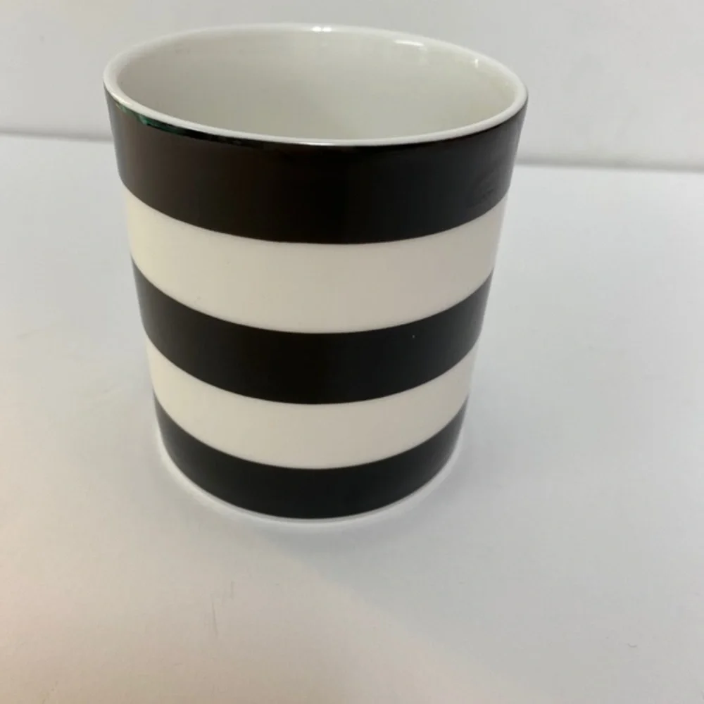 Kate Spade New York Monogram “C” Mug/Cup, 12oz, Black Stripes, Turquoise Initial - Picture 7 of 8
